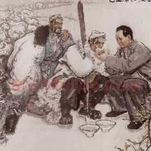 1977年 李宝林《毛主席和牧羊人》国画人物作品图片赏析