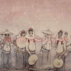 1983年 李宝林《晨妆》国画人物作品图片赏析