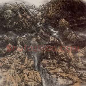 1996年 李宝林《万仞青峰图》国画山水作品图片赏析