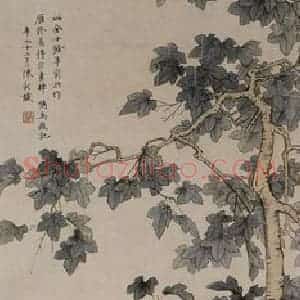 近现代 陈少梅《桐荫仕女》国画综合作品图片赏析
