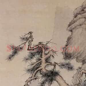 近现代 陈少梅《松下问童子》国画综合作品图片赏析