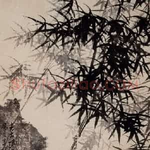 近现代 陈少梅《竹石双清图》国画花鸟作品图片赏析