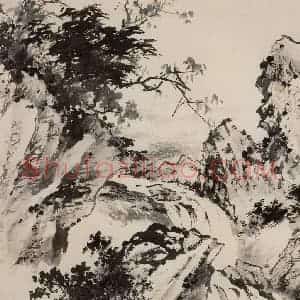 近现代 陈少梅《秋涧激流》国画山水作品图片赏析