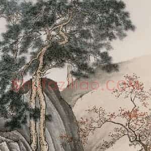 近现代 陈少梅《听泉图》国画综合作品图片赏析