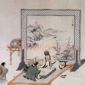 近现代 陈少梅《对弈图》国画综合作品图片赏析