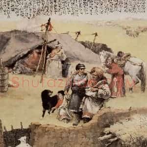 1953年 石鲁《王同志来了》国画人物兼工带写作品图片赏析