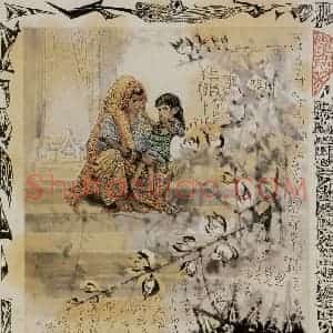1974年 石鲁《印度母女》国画人物兼工代写作品图片赏析