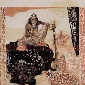 1974年 石鲁《印度神王》国画人物写意作品图片赏析