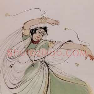 1955年 石鲁《印度舞》国画人物写意作品图片赏析