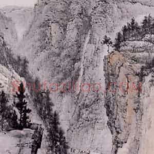 1957年 石鲁《商洛龙王庙》国画山水写意作品图片赏析