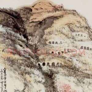 1957年 石鲁《延安故居》国画山水写意作品图片赏析
