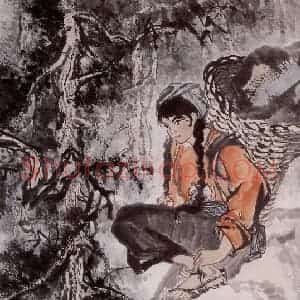 1959年 石鲁《背矿》国画人物写意作品图片赏析