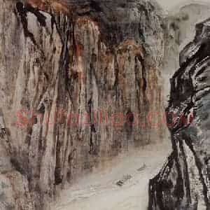 1960年 石鲁《禹门逆流》国画山水写意作品图片赏析