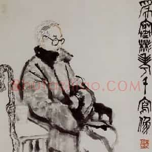 1960年 石鲁《张寒彬老人像》国画人物写意作品图片赏析
