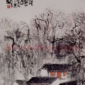 1961年 石鲁《山居小景》国画山水写意作品图片赏析