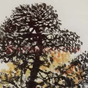 1961年 石鲁《秋树林》国画花鸟写意作品图片赏析