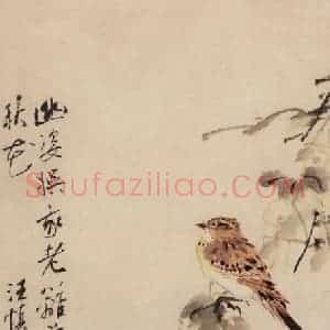 60年代 汪慎生《牵牛花小鸟》国画花鸟写意作品图片赏析