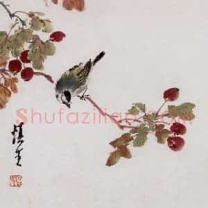 60年代 汪慎生《丹石翠羽》国画花鸟写意作品图片赏析
