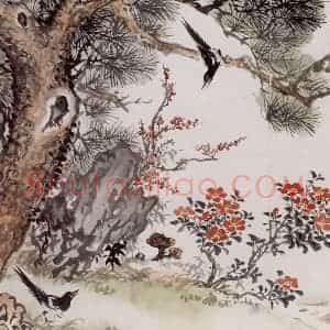 1957年 汪慎生《花鸟册页》国画花鸟工笔作品图片赏析