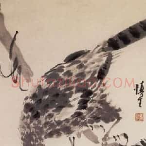 50年代 汪慎生《鹰雀》国画花鸟写意作品图片赏析