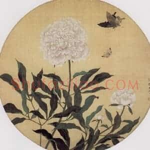 50年代 汪慎生《芍药蝴蝶》国画花鸟工笔作品图片赏析