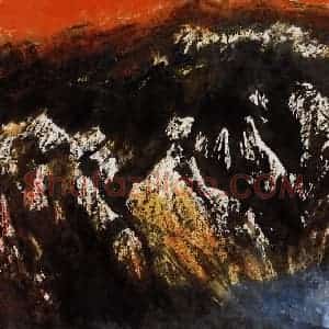 1987年 周韶华《天池》国画山水作品图片赏析