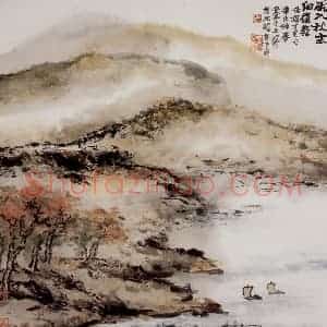 1991年 朱屺瞻《雨入秋空细复轻》国画山水作品图片赏析