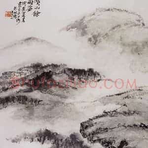1988年 朱屺瞻《晴山余雨姿》国画山水作品图片赏析