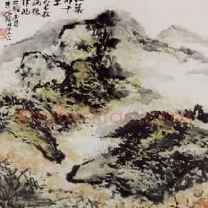 1989年 朱屺瞻《红叶万千重》国画山水作品图片赏析
