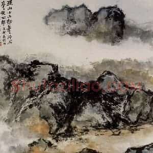 1990年 朱屺瞻《巫山十二》国画山水作品图片赏析