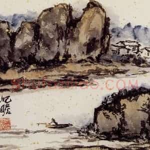 1991年 朱屺瞻《山水册》国画山水作品图片赏析