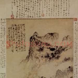 1684年 石涛《幽溪垂钓图》国画综合作品图片赏析