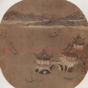 南宋 无名氏《龙舟竞渡图》国画山水作品图片赏析