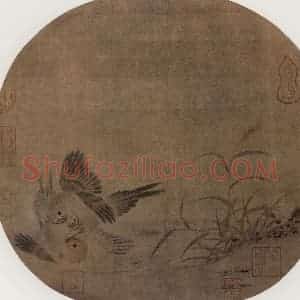 南宋《斗雀图》国画花鸟作品图片赏析