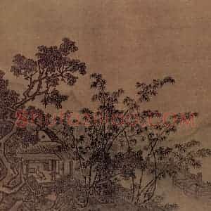 南宋 夏圭《梧竹池馆图》国画山水作品图片赏析