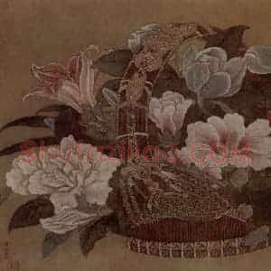 南宋 李嵩《花篮图》国画花鸟作品图片赏析