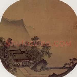 南宋 无名氏《深堂琴趣图》国画山水作品图片赏析