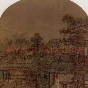 南宋 无名氏《桐荫玩月图》国画人物作品图片赏析