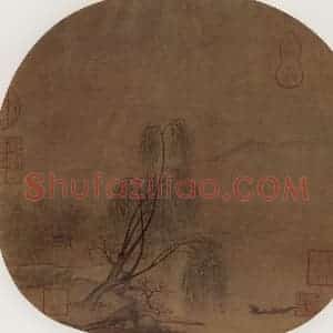 南宋 无名氏《春波钓艇图》国画山水作品图片赏析