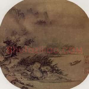 南宋 无名氏《风雨归舟图》国画山水作品图片赏析