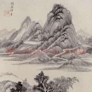 明代 王时敏《仿古山水图册》国画山水作品图片赏析