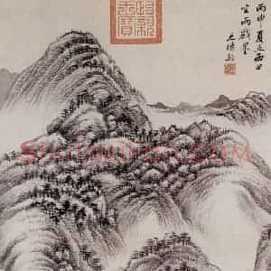 明代 王时敏《陡壑密林图轴》国画山水作品图片赏析
