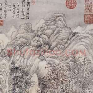 明代 王时敏《仿杜甫诗意图册》国画山水作品图片赏析