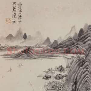 明代 王时敏《仿杜甫诗意图册》国画山水作品图片赏析