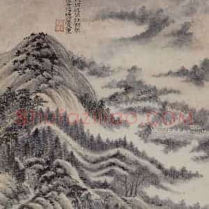 明代 王时敏《仿杜甫诗意图册》国画山水作品图片赏析