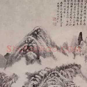 明代 王时敏《虞山惜别图轴》国画山水作品图片赏析