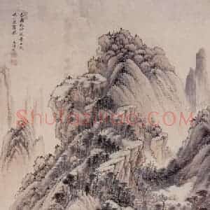 明代 王时敏《秋山晓霁图轴》国画山水作品图片赏析