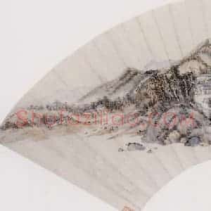 明代 王时敏《山水图扇》国画山水作品图片赏析