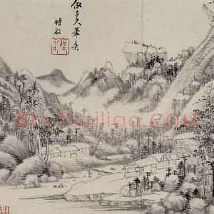明代 王时敏《仿古山水图册》国画山水作品图片赏析