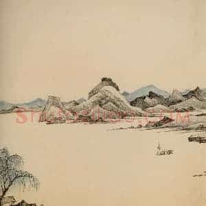 清代 弘仁《山水册》国画山水作品图片赏析